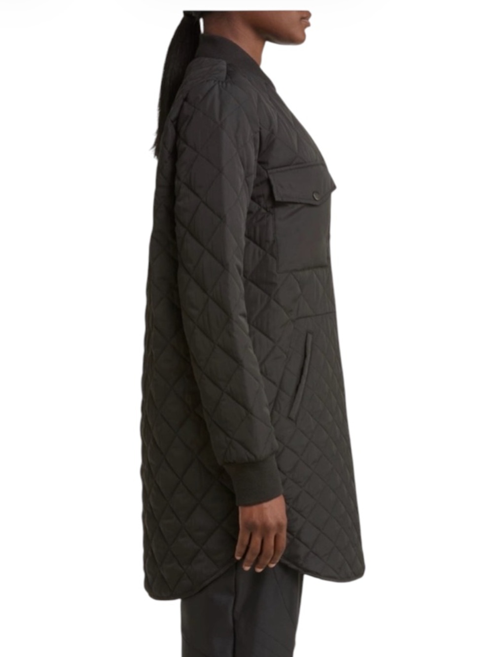 NWOT Zella Black Longline Quilted Puffer Bomber Jacket Plus Size 2X - Picture 5 of 15